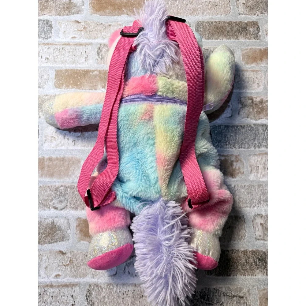 Kipp‎ Brothers Kids Rainbow Tie Dye Unicorn Plush Backpack Pink Purple Glitter